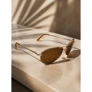 Poloroid Suncloud Patrol Aviator Sunglasses Gold Metal Frames Brown Lens Unisex